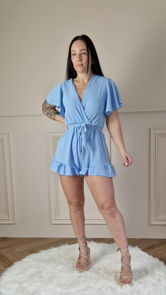 THEA BELTED PLAYSUIT LIGHT BLUE