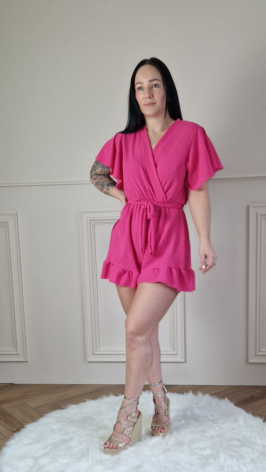 THEA BELTED PLAYSUIT PINK