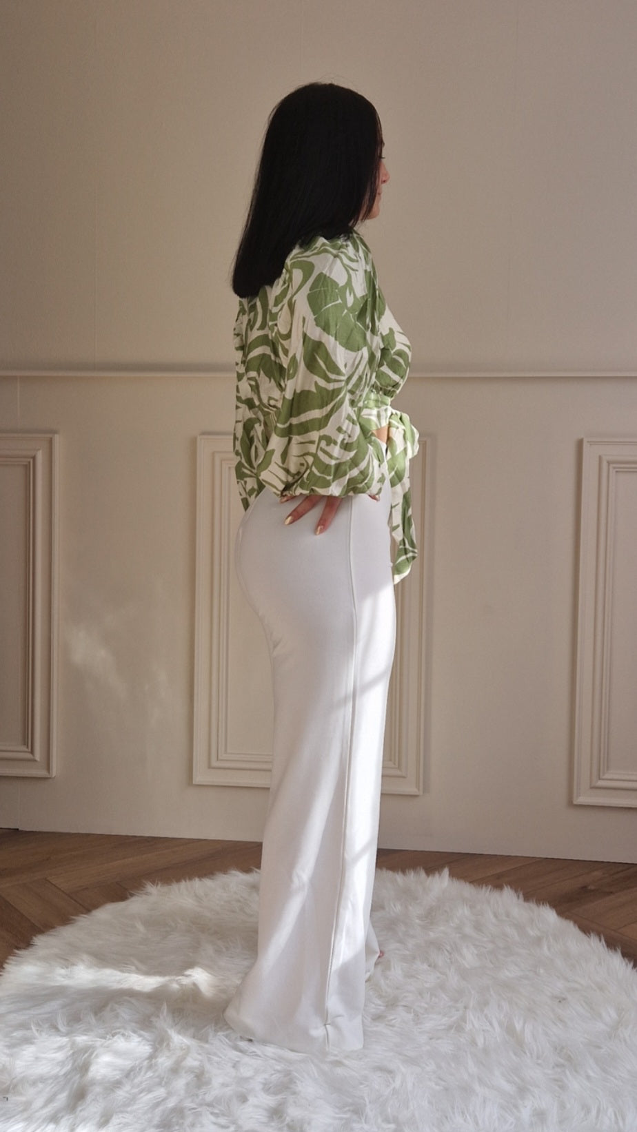 ALLANA - Cropped Blouse Green