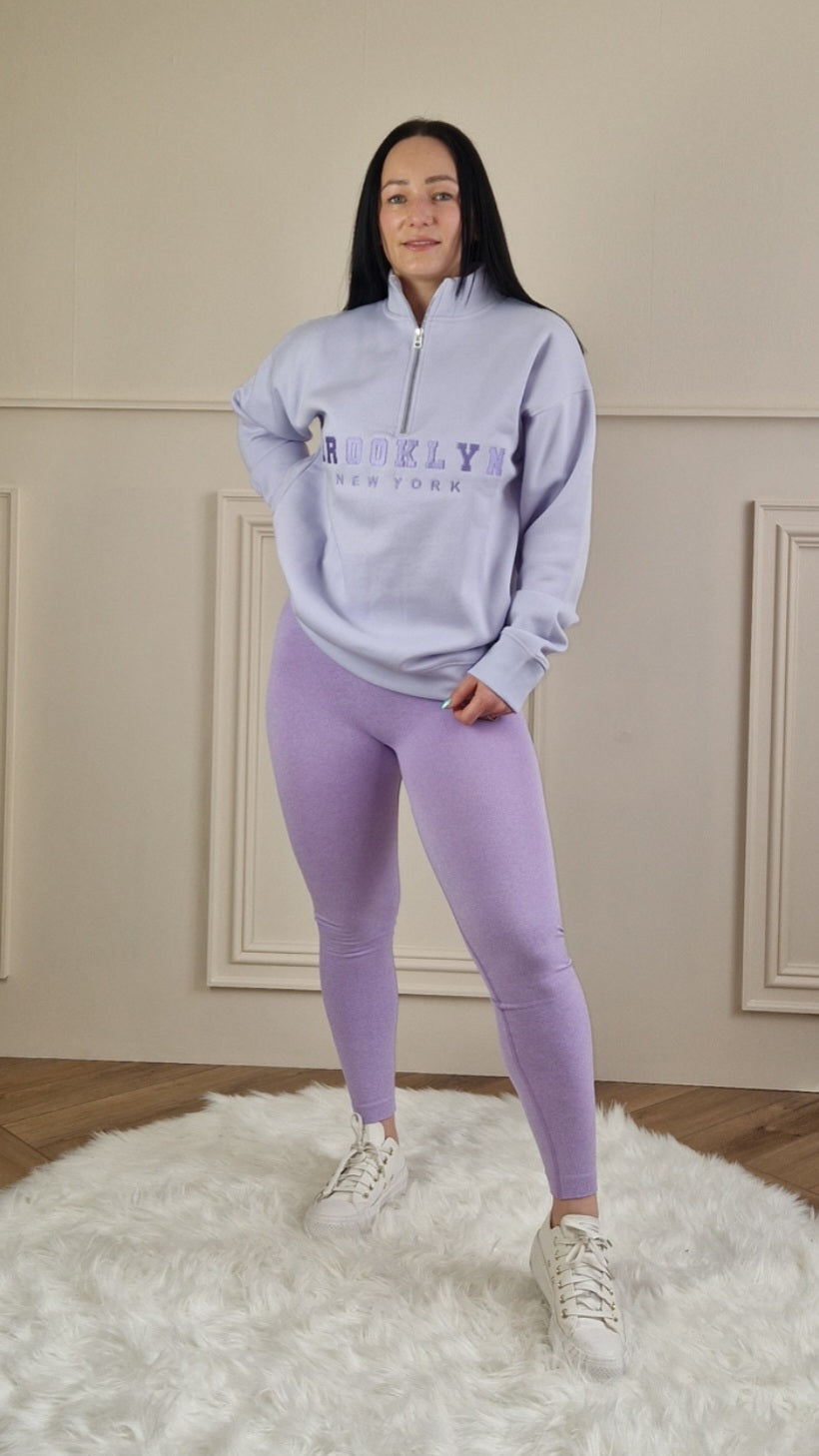 BROOKLYN - Half Zip Sweatshirt Lilac