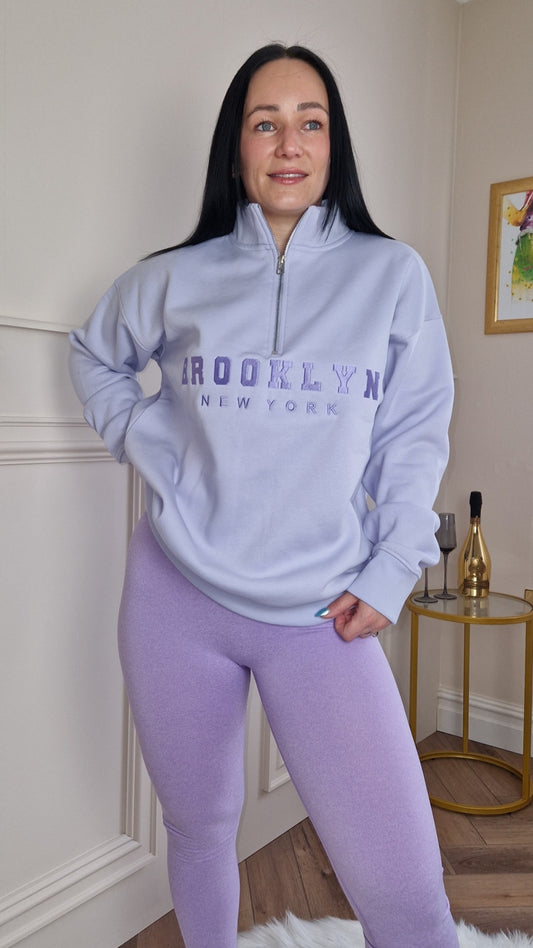 BROOKLYN - Half Zip Sweatshirt Lilac