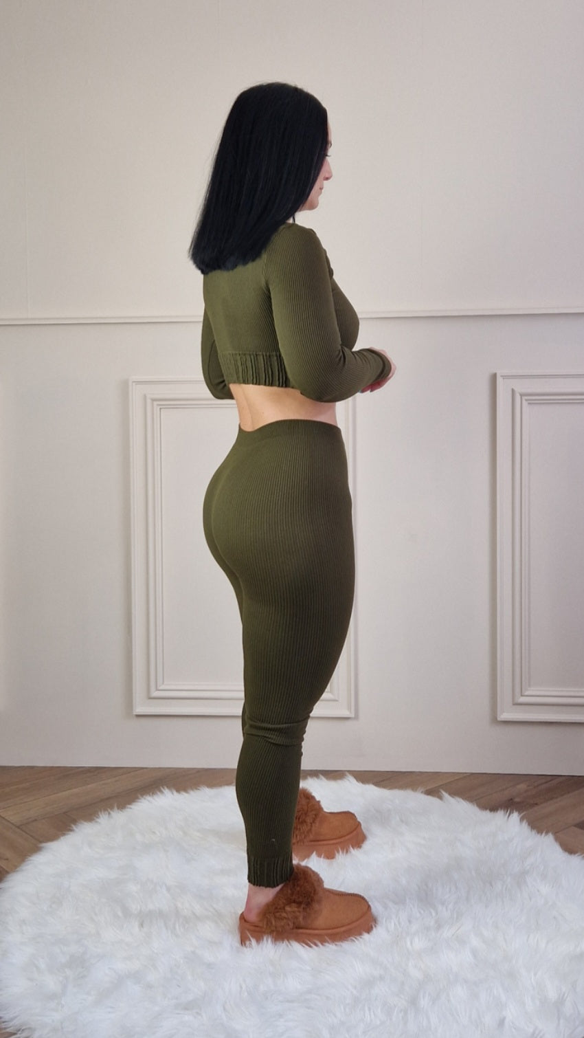 AVA - Seamless Co-ord Lounge Set Khaki