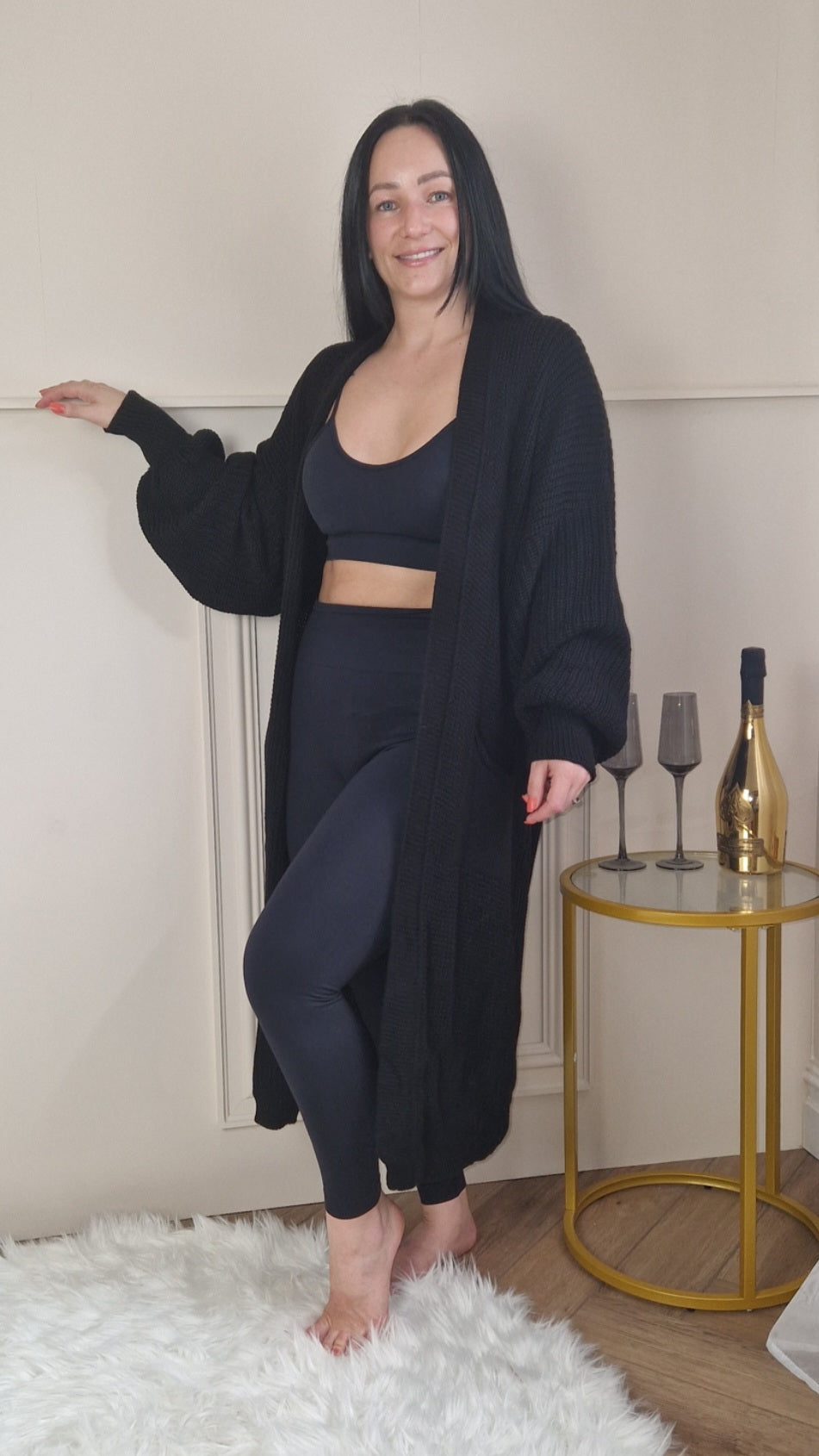 PHOEBE - Oversized Long Cardigan Black