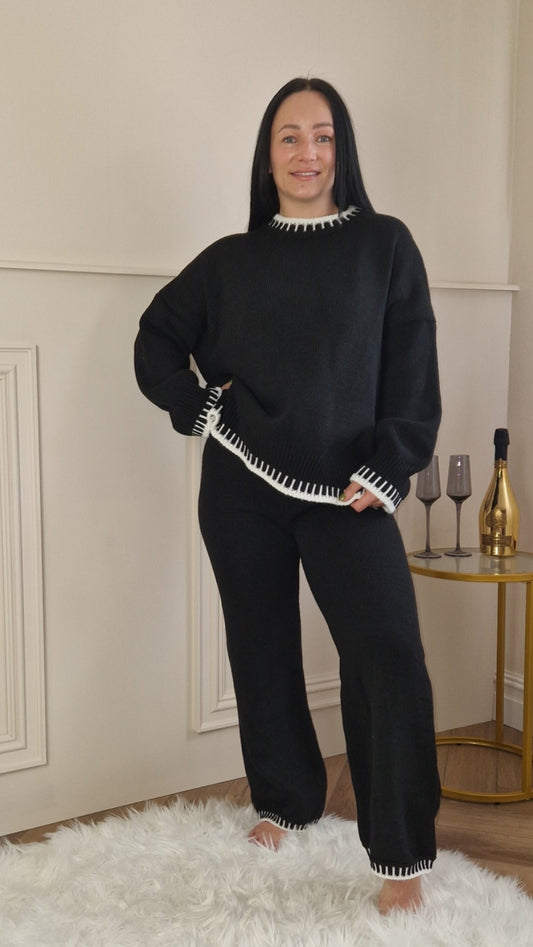 AMBER - Premium Knitted Lounge Set Black