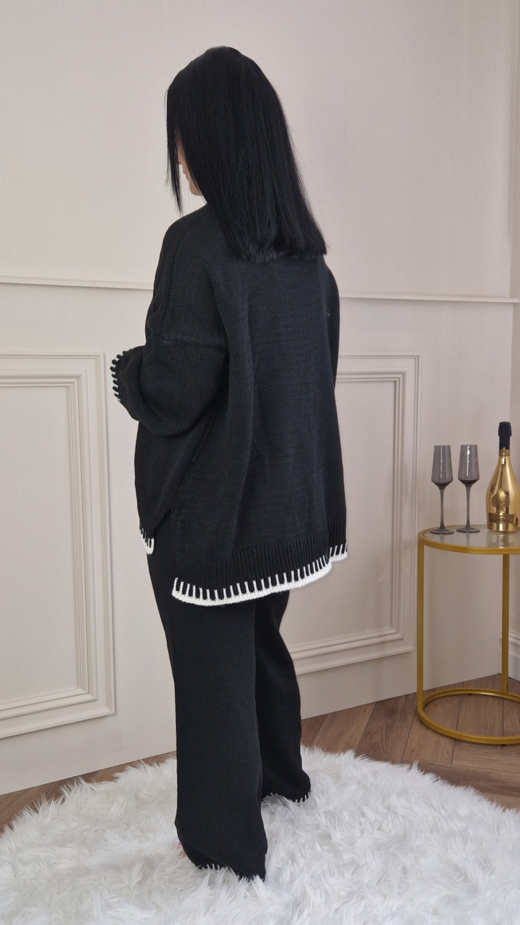 AMBER - Premium Knitted Lounge Set Black