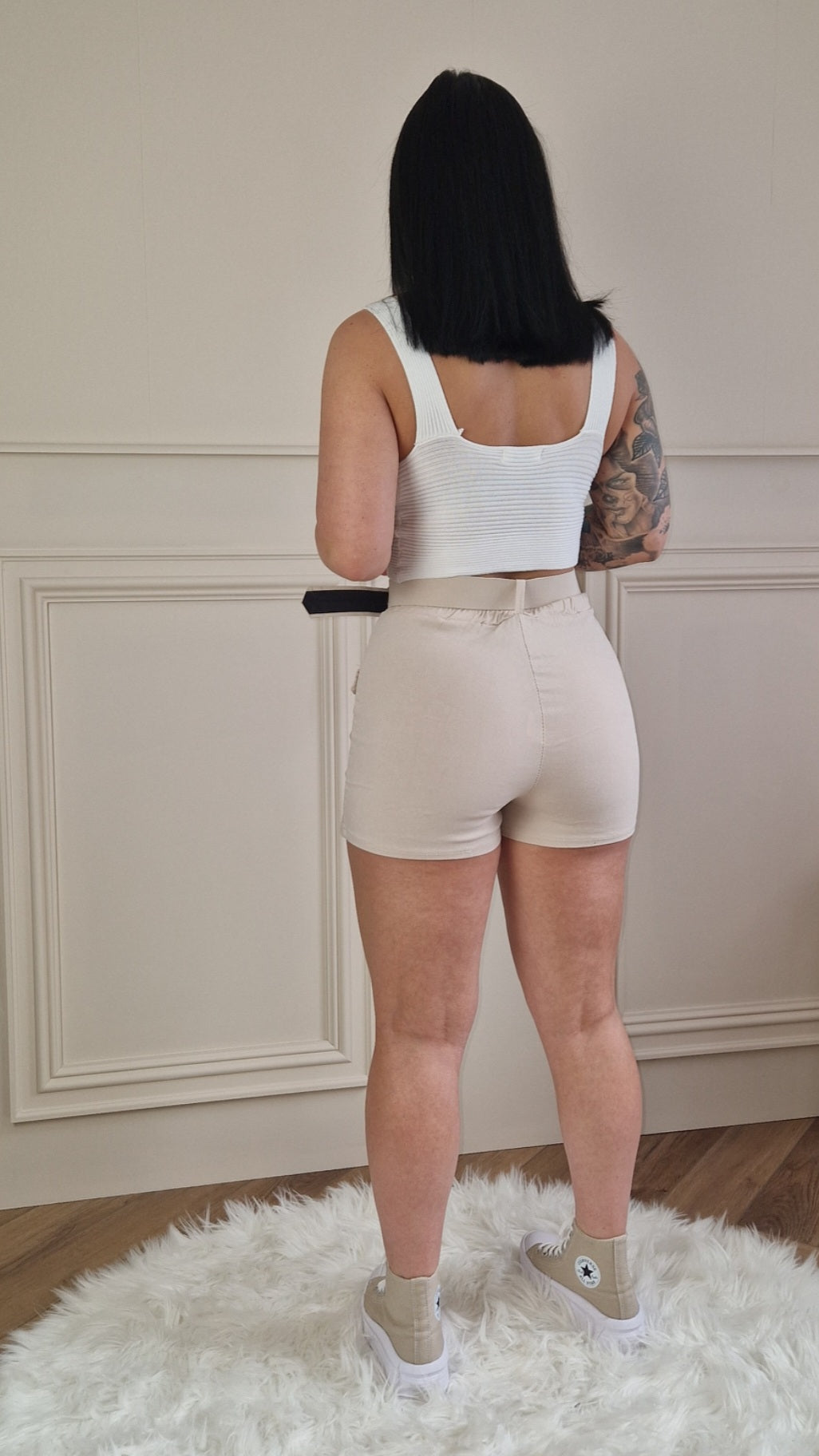LISA - Belted Cargo Skort Beige