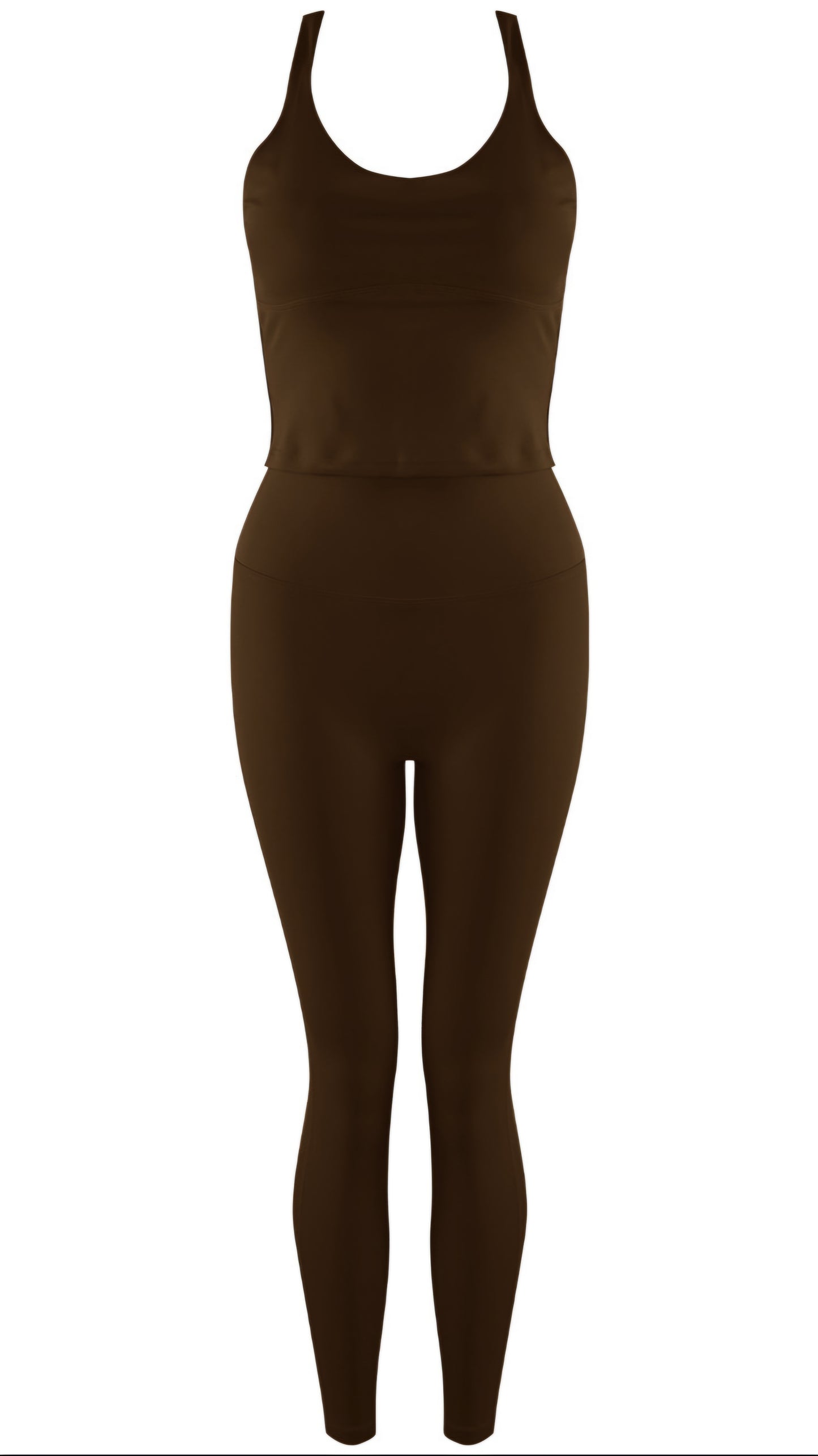 LIVVY - Double Loop Crossover Back Gym Set Espresso Brown