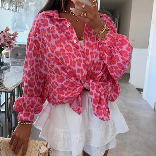 STACEY - Animal Print 100% Cotton Shirt