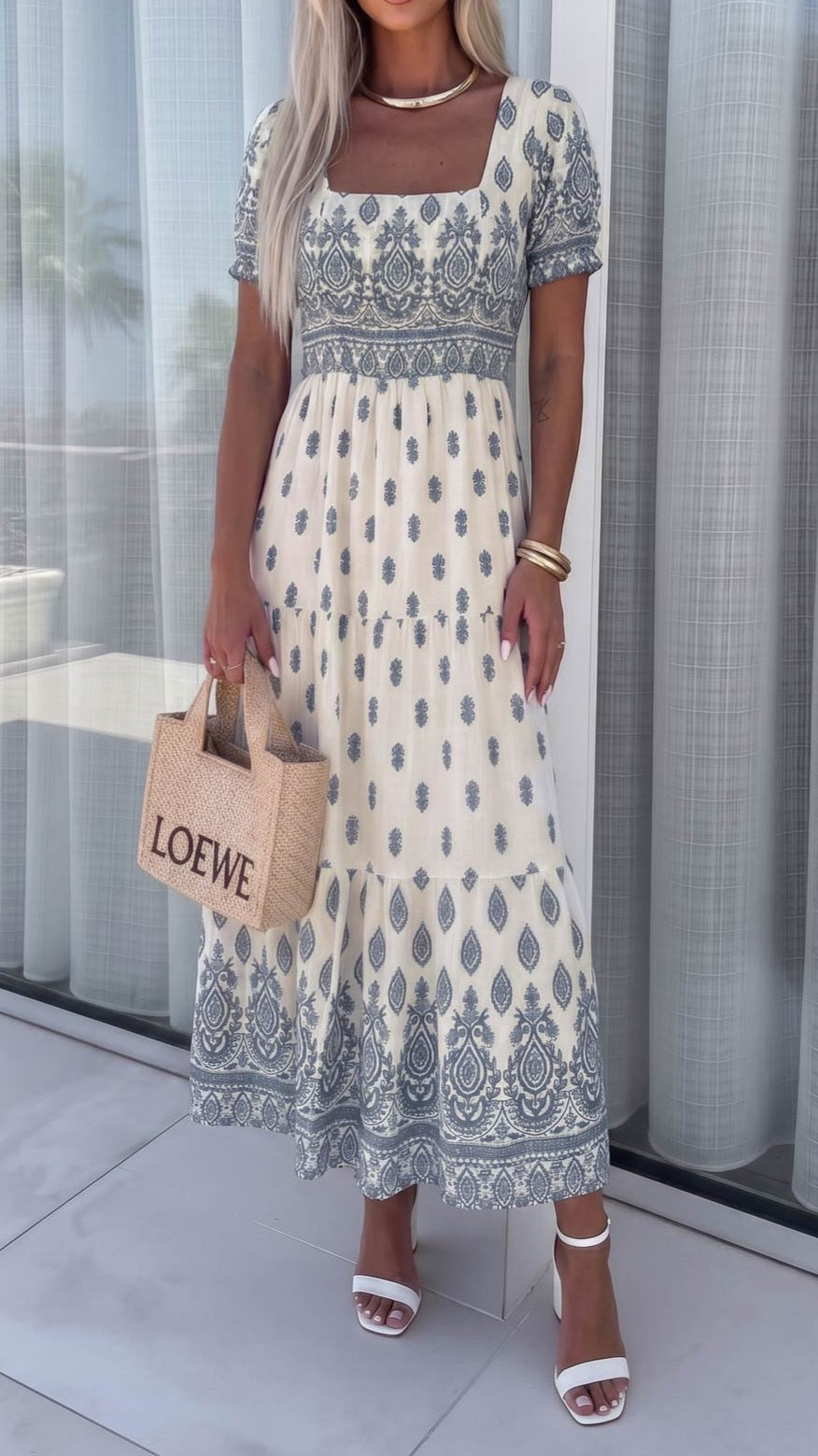 IRIS - Paisley Print Tiered Maxi Dress