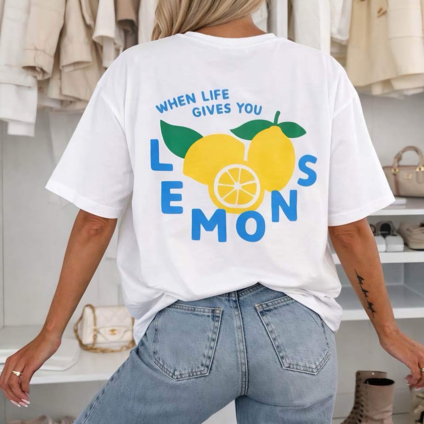 WHEN LIFE GIVES YOU LEMONS - Oversized Graphic Cotton Tee