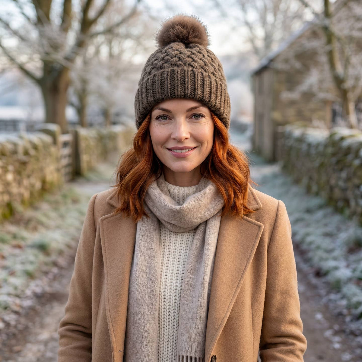 CLARA - Faux Fur Lined Pom Hat