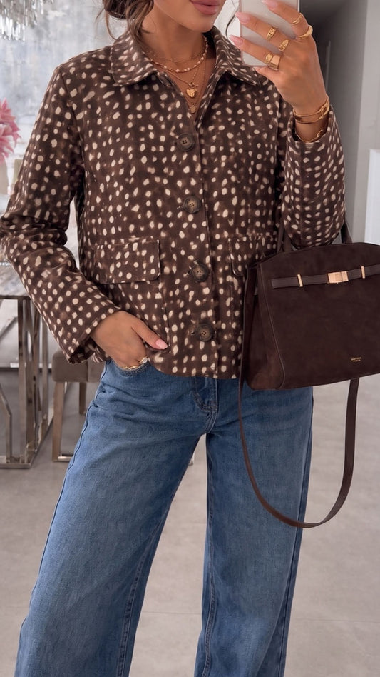 FIENNA - Dawn Print Faux Suede Shirt Jacket