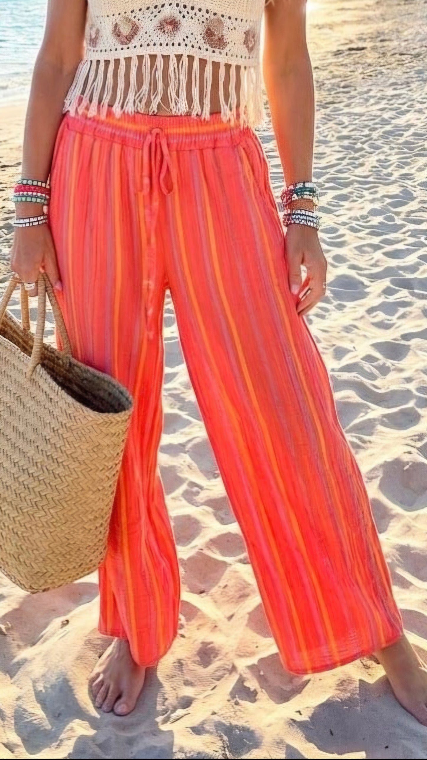 RIRI - Stripe Cotton Trousers Orange