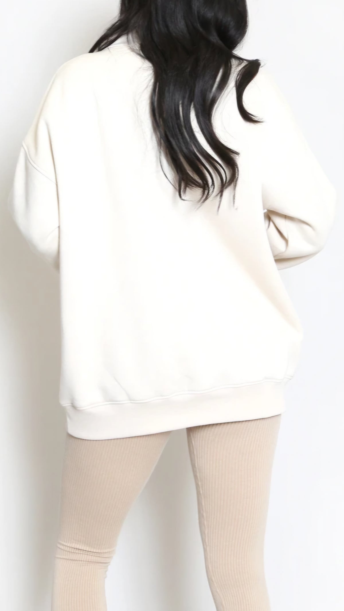 BROOKLYN - Embroidered Fleece Lined Jumper Cream