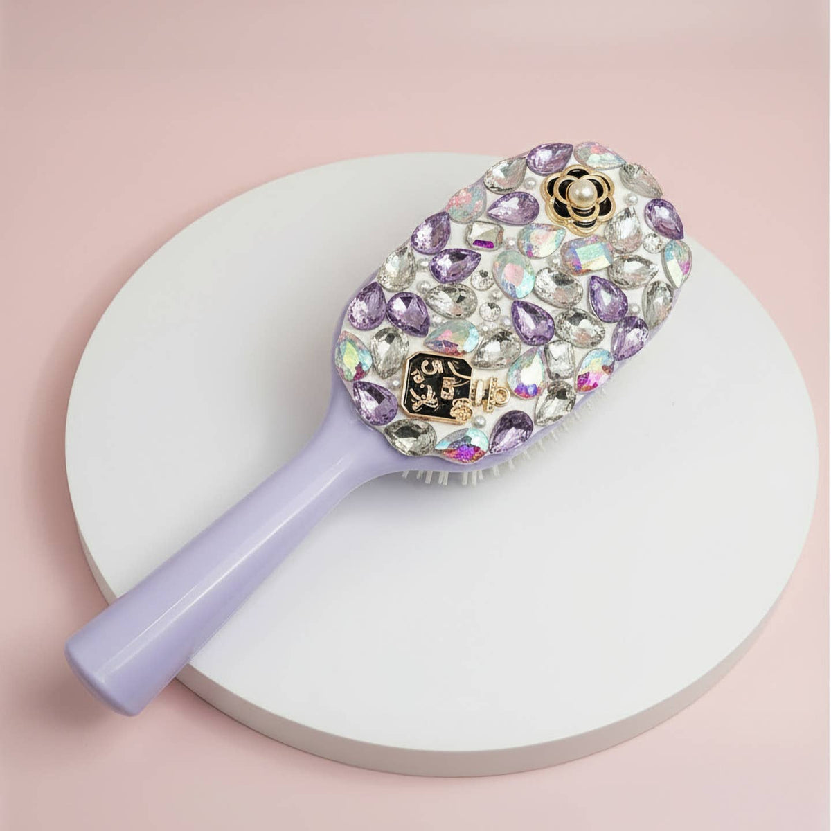 THE DIAMOND DETANGLER - Crystal Oval Large Paddle Brush Lilac