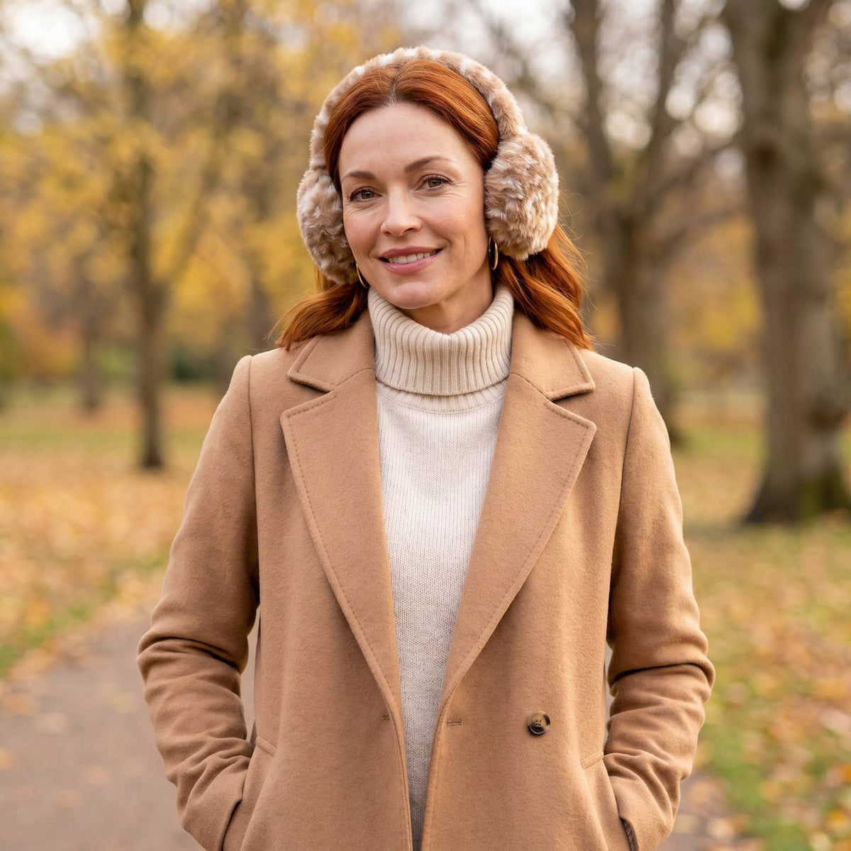 PHOEBE - Fold Up Faux Fur Deer Print Ear Muffs