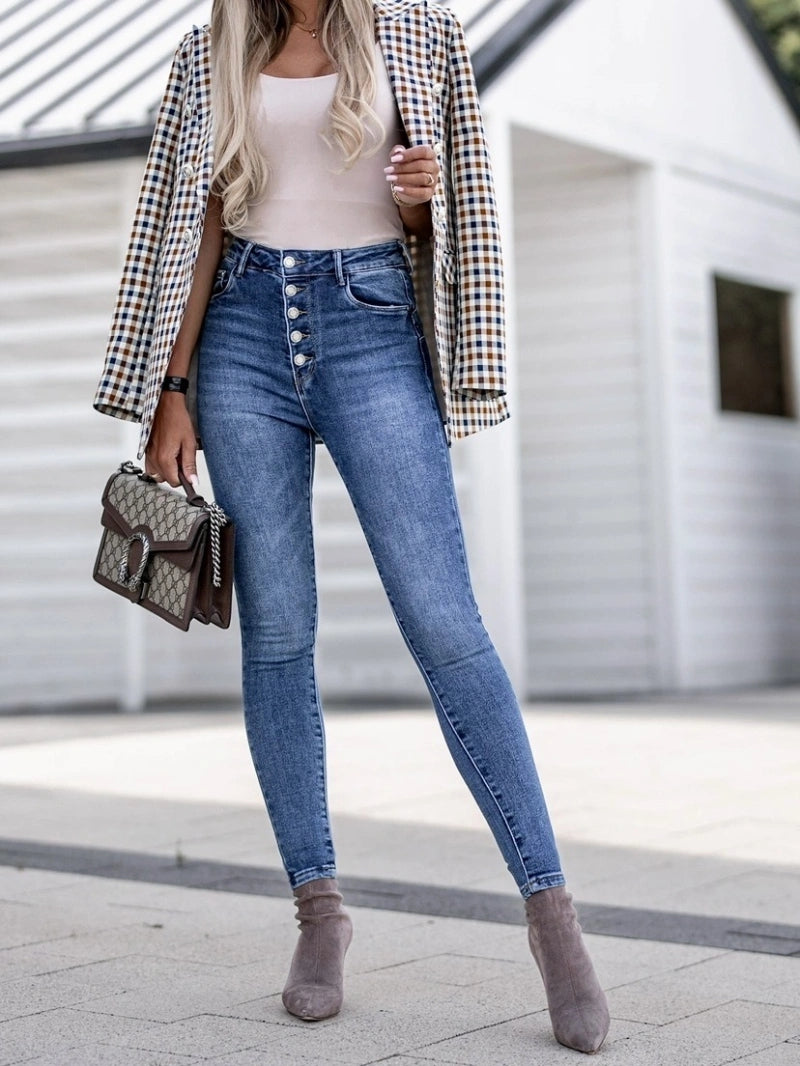 CYNTHIA - Button Up Super Stretch Push Up Skinny Jeans
