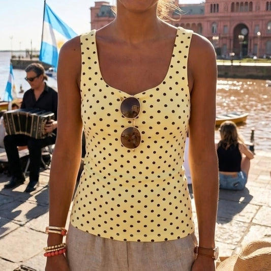 TARA - Polka Dot Vest Yellow
