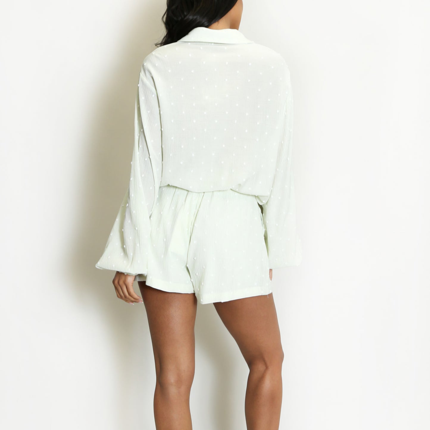CARRIS - Bubble Texture Short & Shirt Set Mint