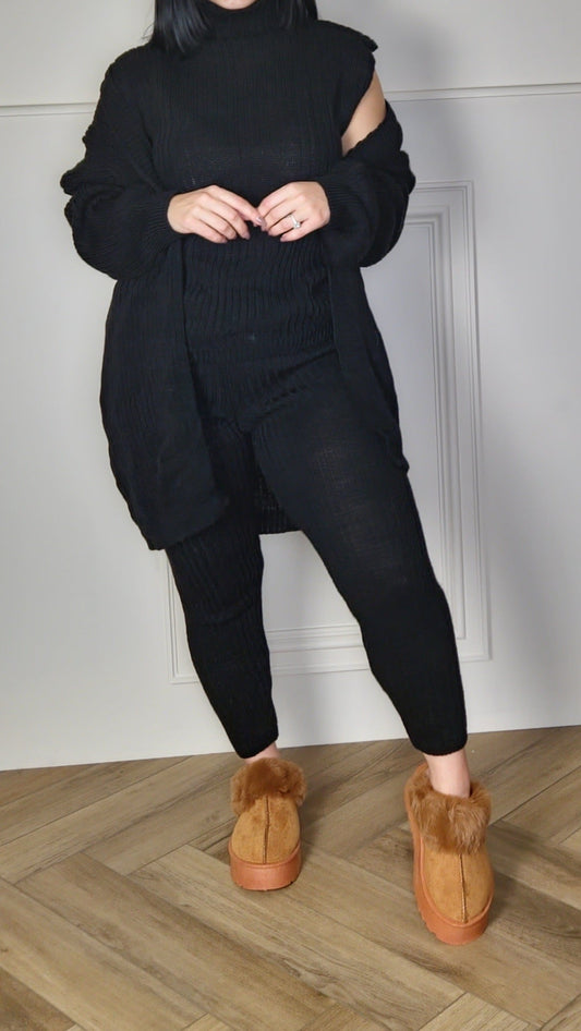 REMI - Three Piece Knitted Set Black