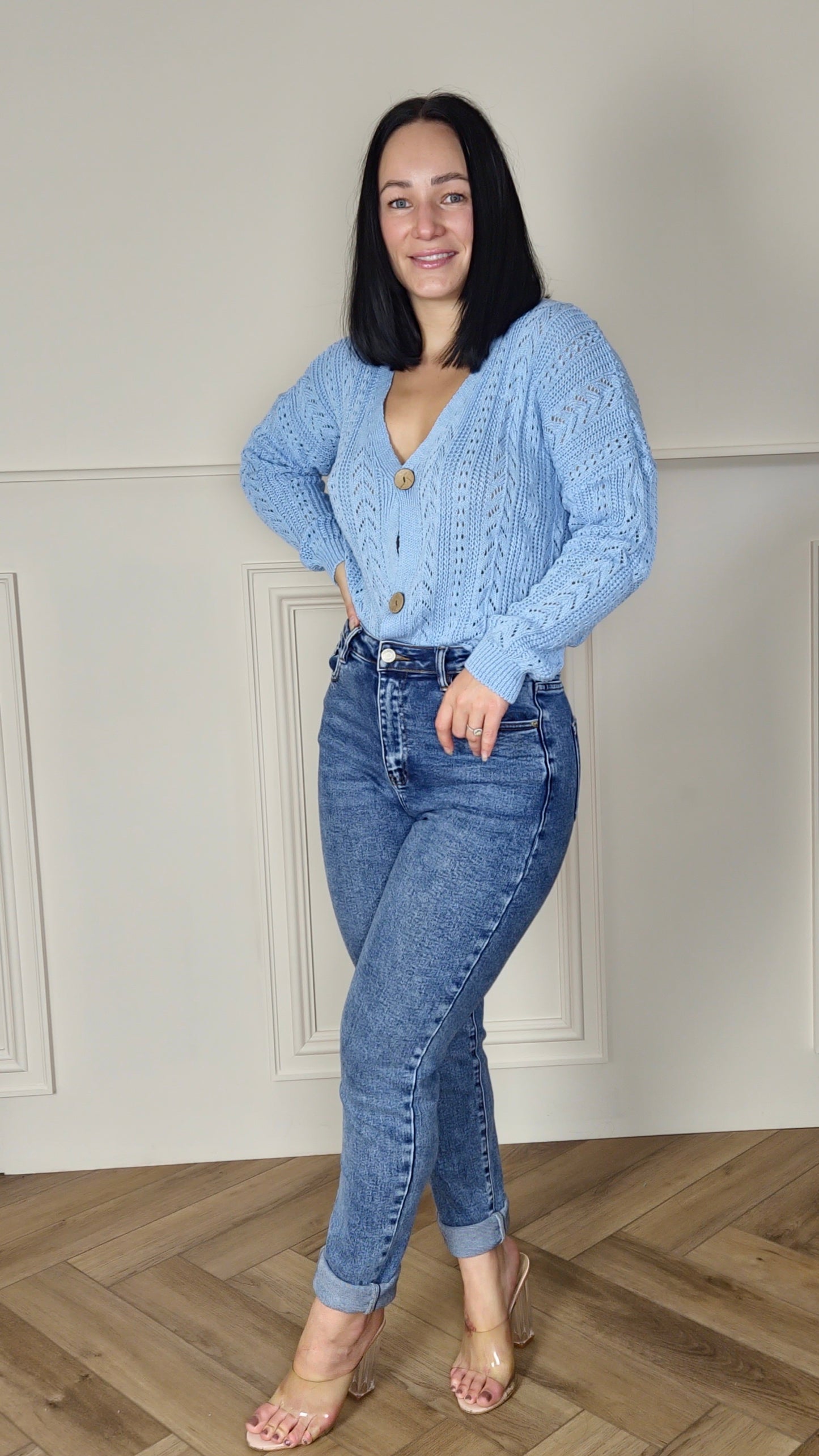 ARLINA - Crochet Knitted Cardigan Baby Blue