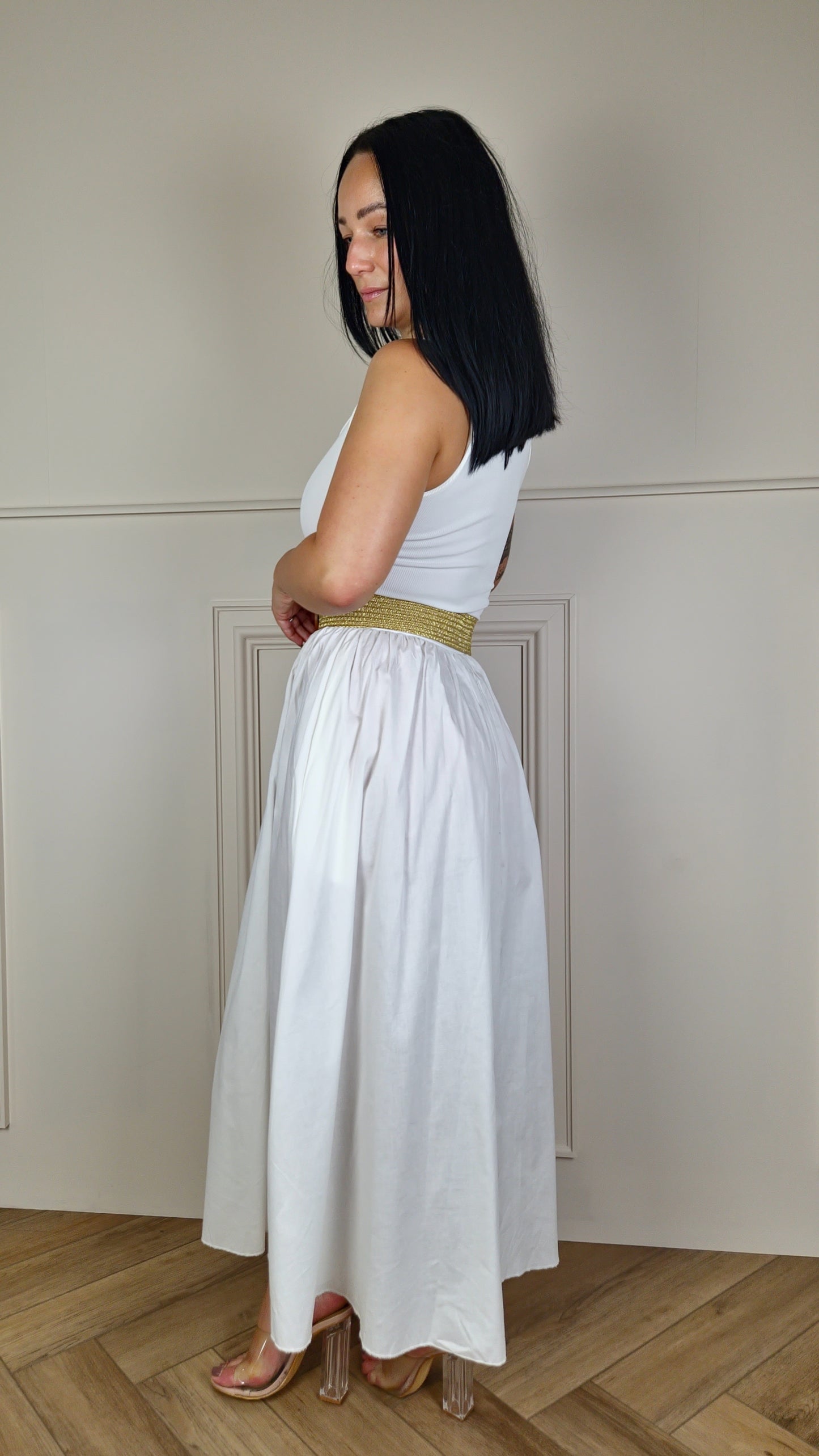 KEELEY - Two Tone Dress White/White