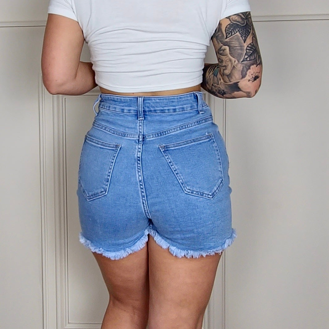 KAYA - Button Detail Denim Mini Skort