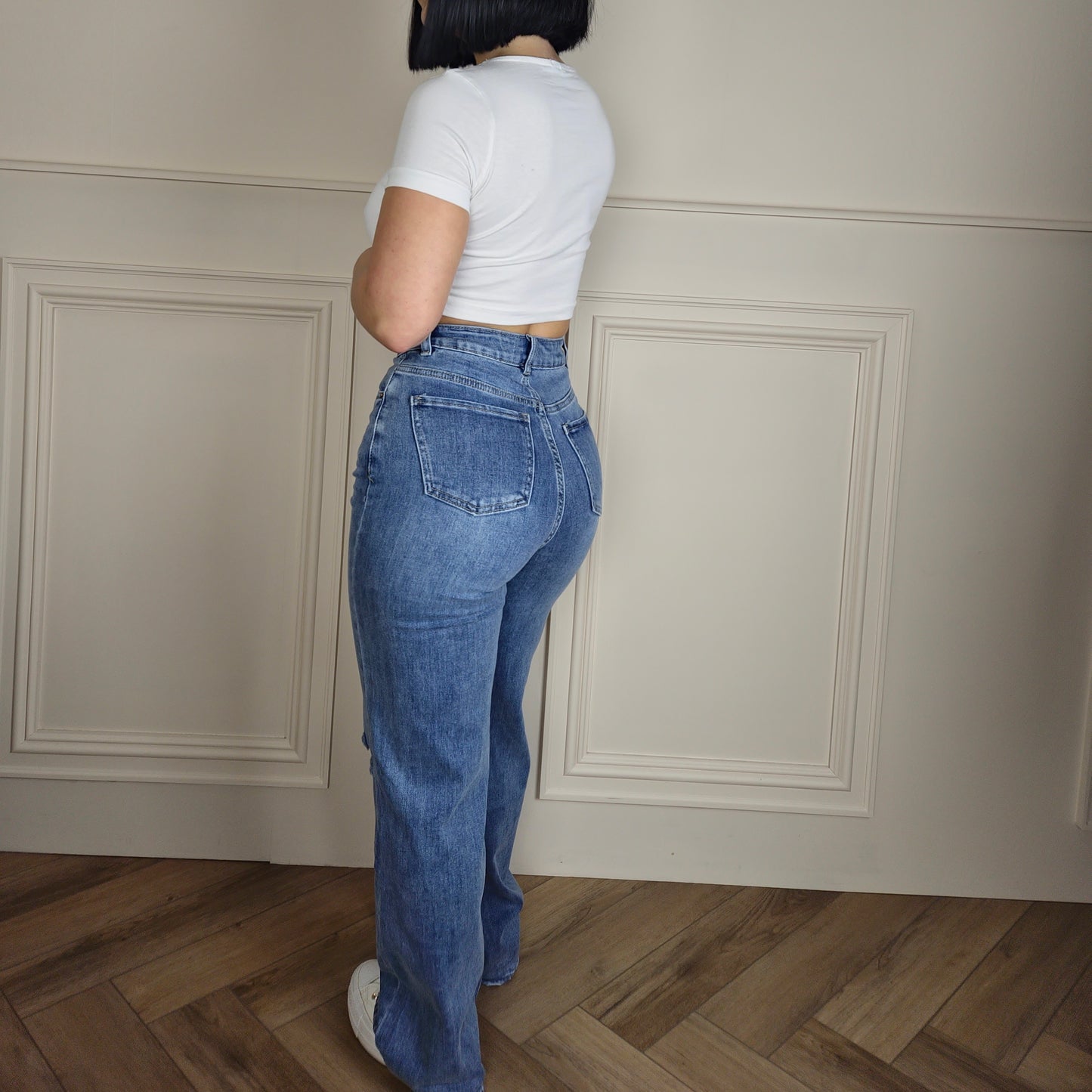 GINA - High Waist Stretch Denim Ripped Style Jeans