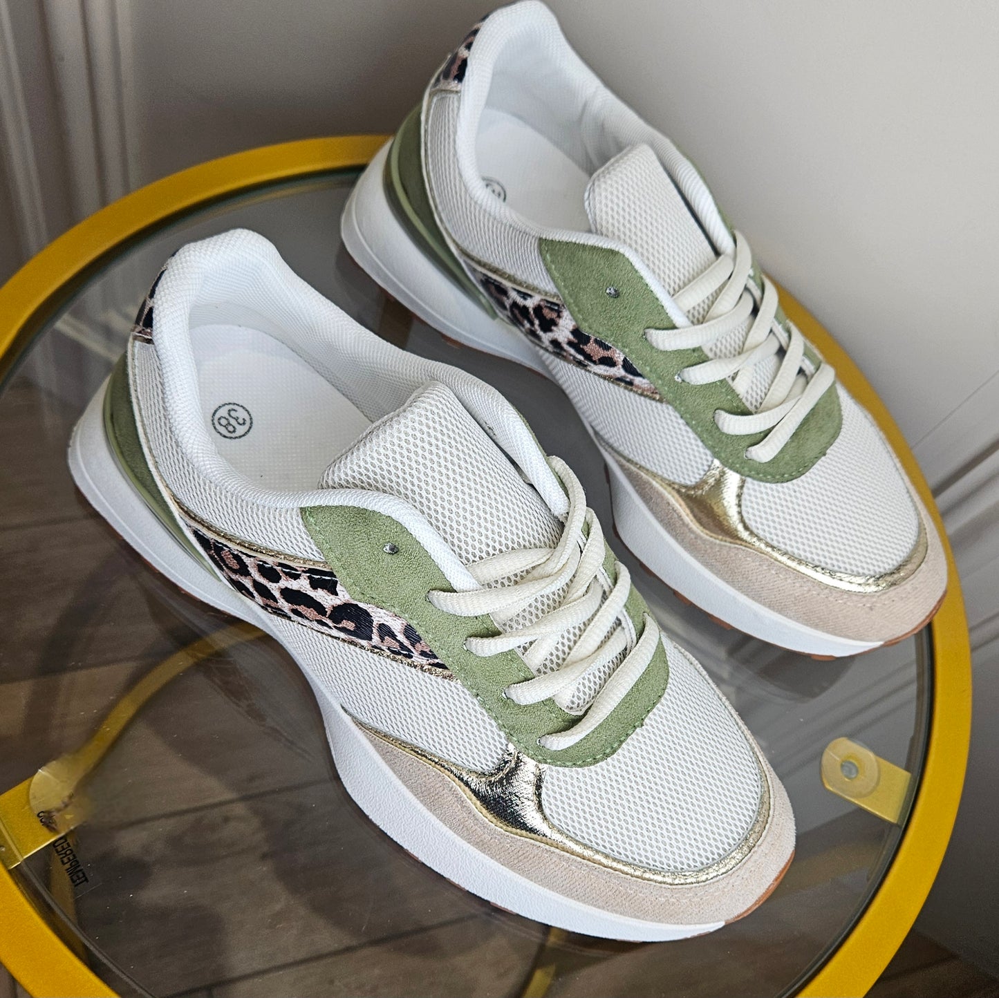 AINSLEY - Leopard Print Accent Trainers