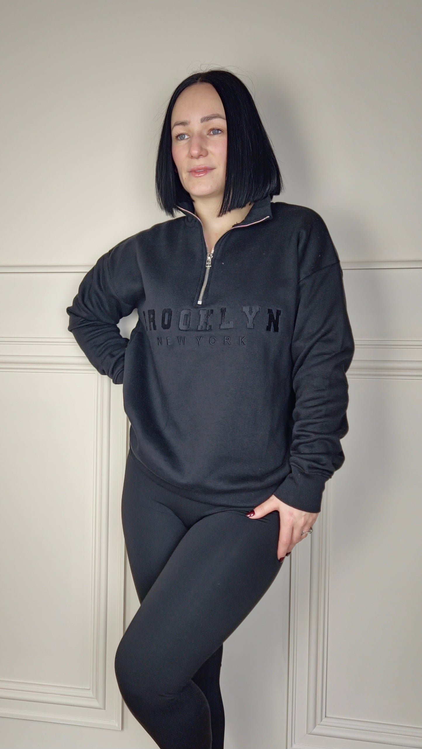 BROOKLYN - Half Zip Sweatshirt Black