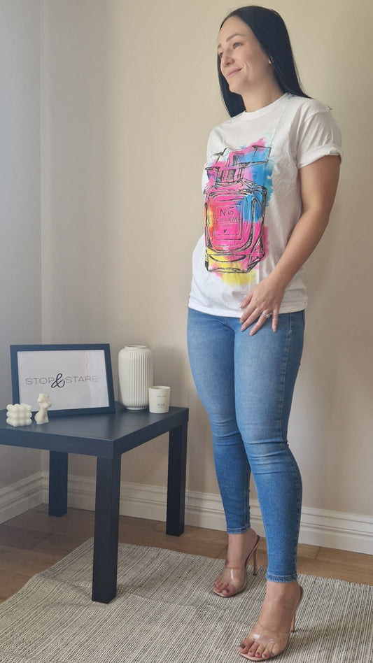 NO.51 - Colourful Perfume White T-shirt