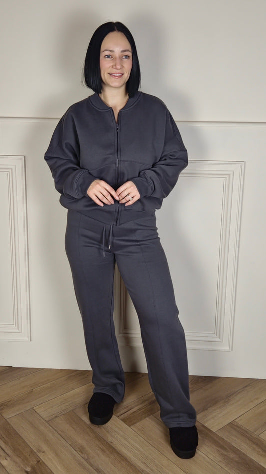 MEESH - Bomber Jacket & Wide Leg Jogger Charcoal