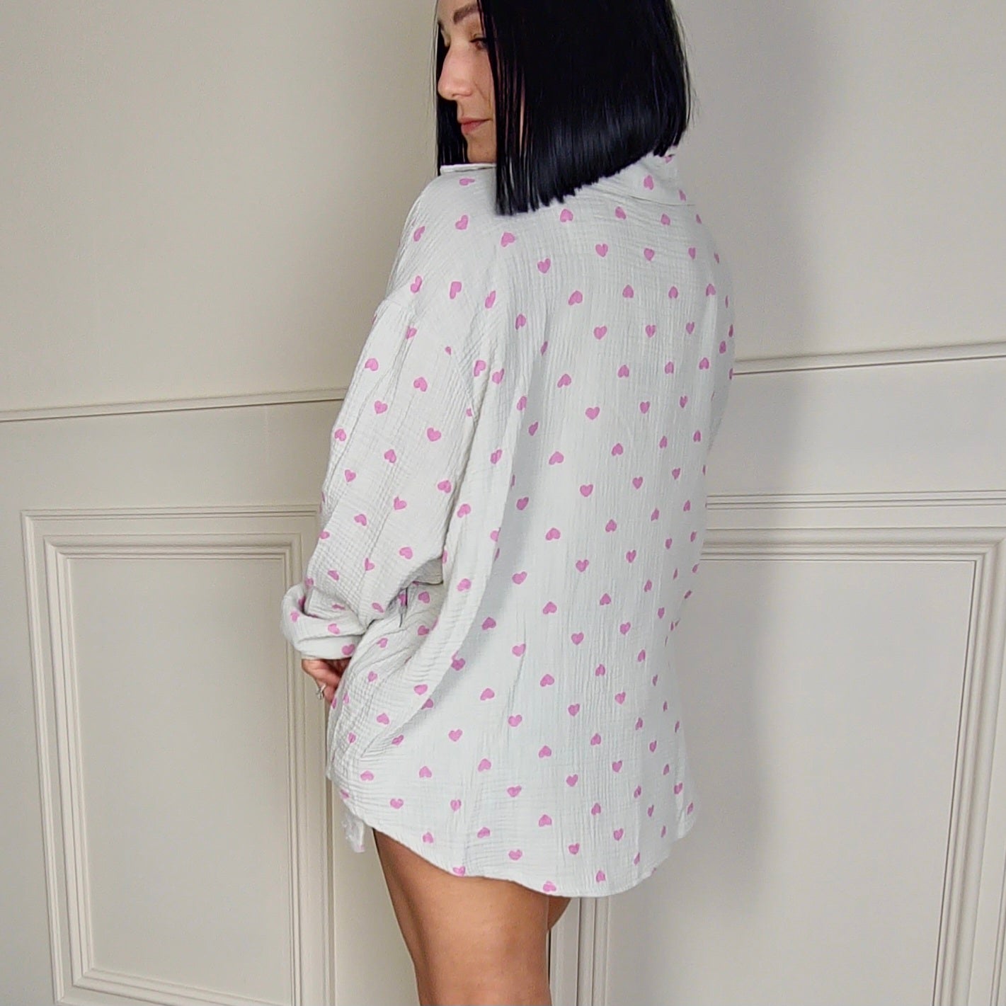 DINA - 100% Cotton Heart Shirt Stone