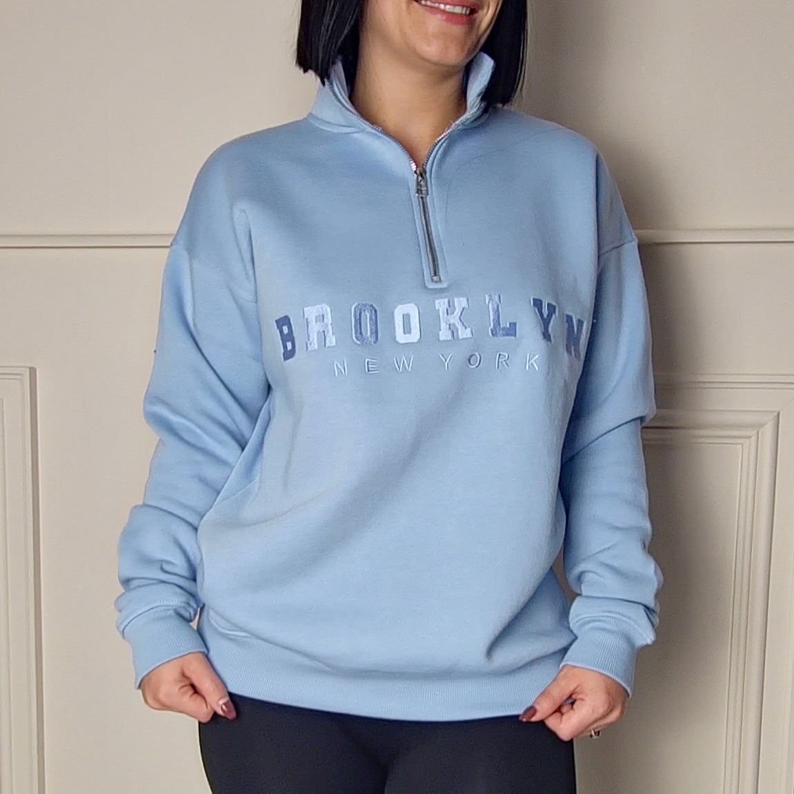 BROOKLYN - Half Zip Sweatshirt Baby Blue