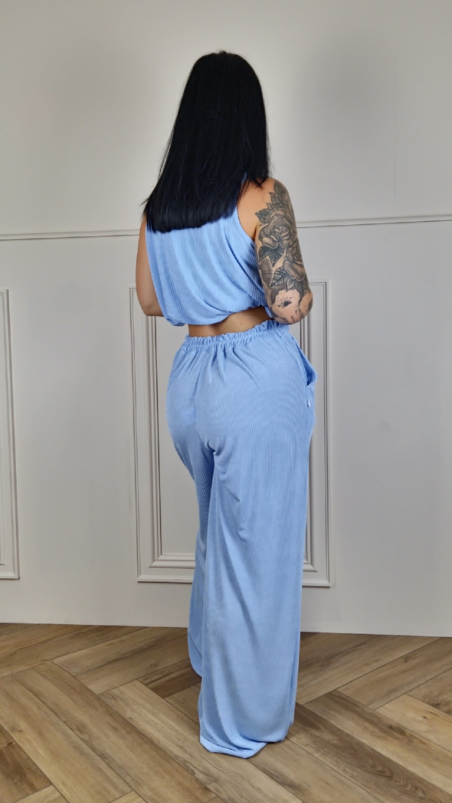 POLLY - Plisse Sleeveless Top & Trouser Set