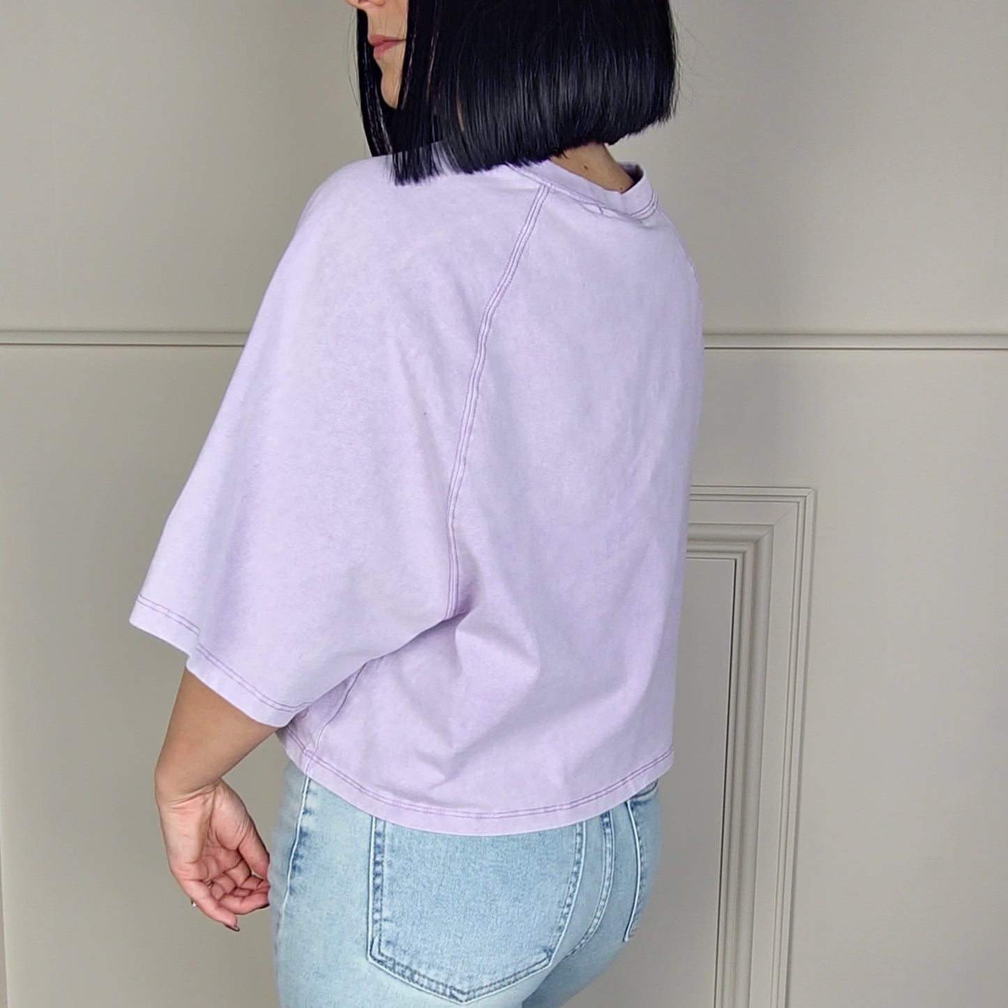 CHARLOTTE - Acid Wash Boxy T-Shirt Lilac