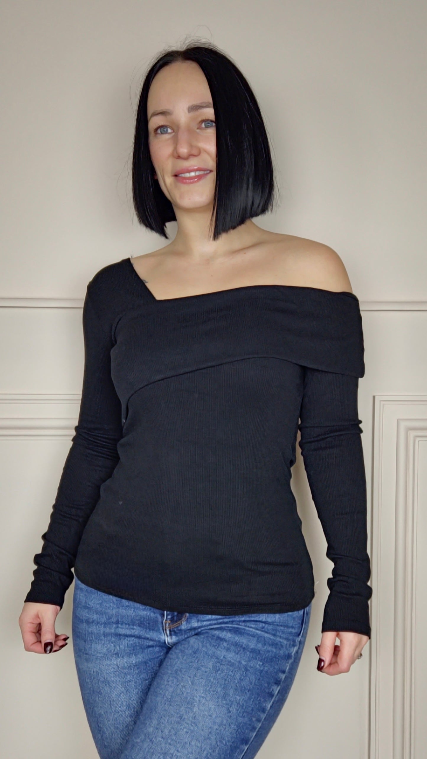 TONI - Ribbed Bodycon Off Shoulder Top