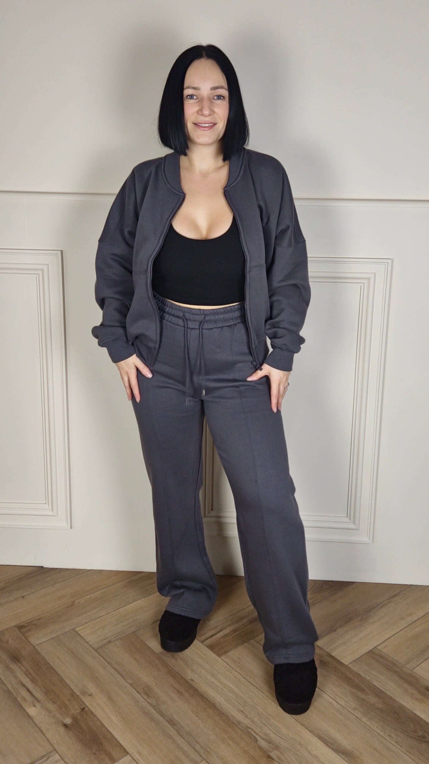MEESH - Bomber Jacket & Wide Leg Jogger Charcoal