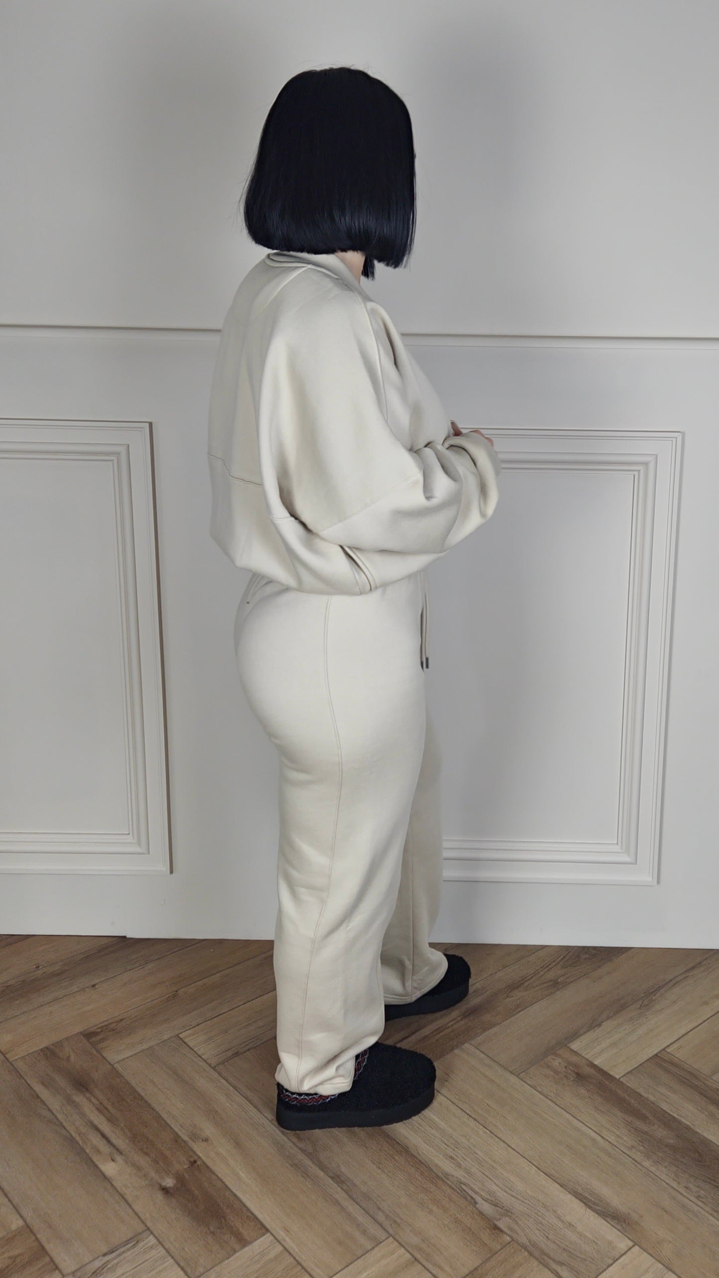 MEESH - Bomber Jacket & Wide Leg Jogger Oatmeal