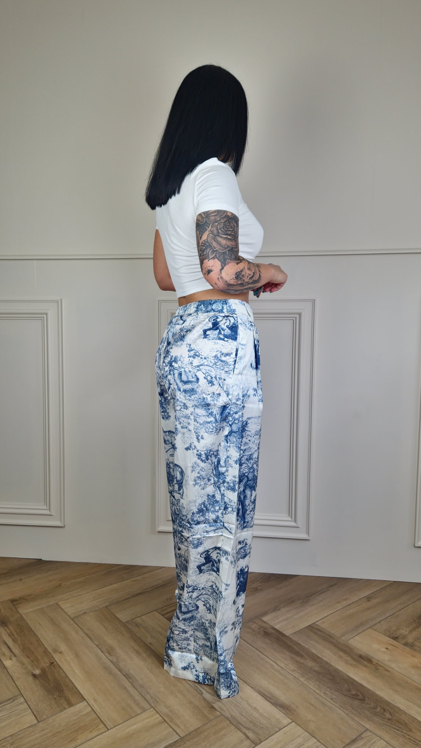 LAUREL - Tailored Porcelain Wide Leg Trousers