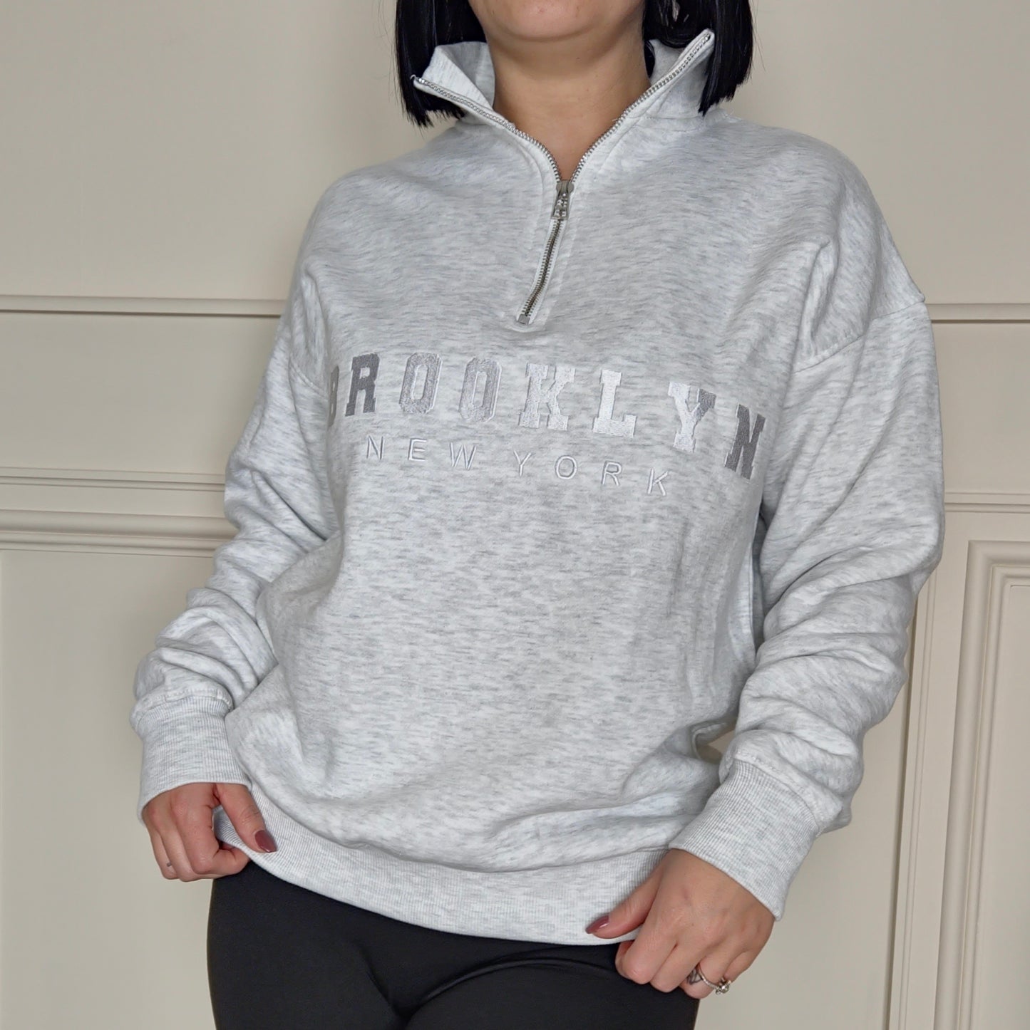 BROOKLYN - Half Zip Sweatshirt Grey