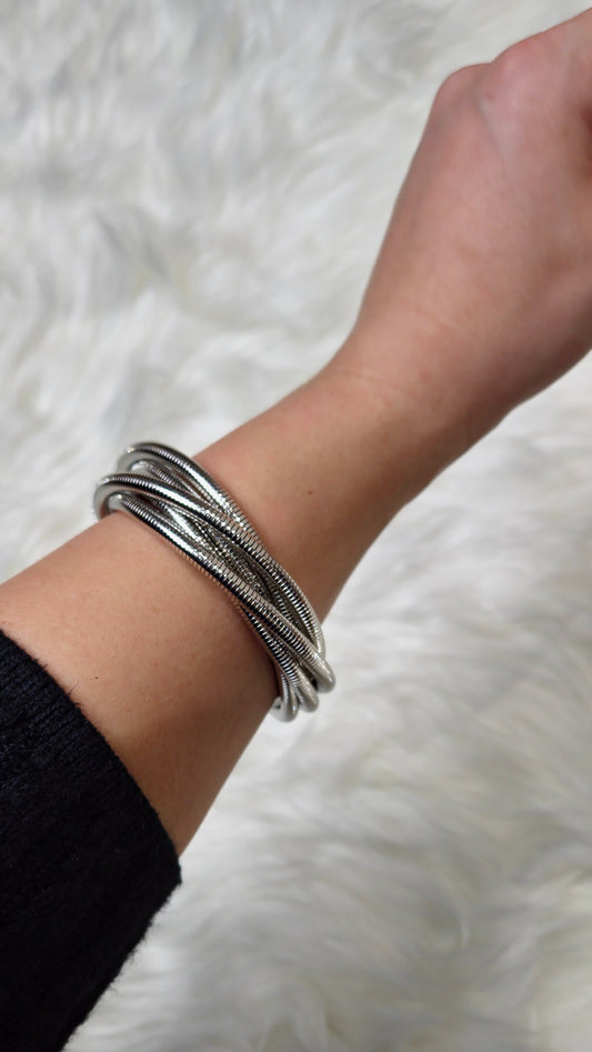 PRIYA - Twisted Layered Bracelet Silver