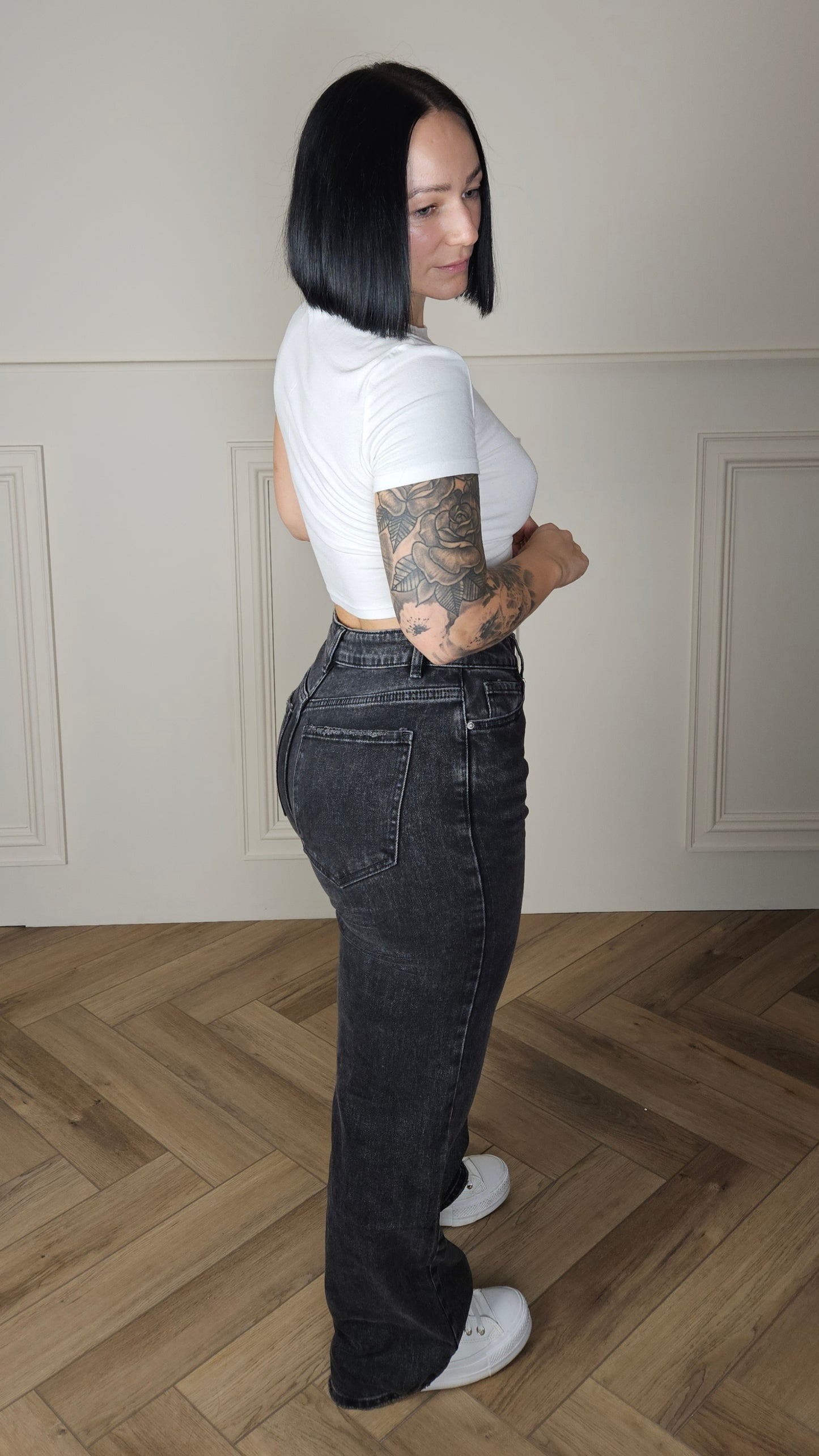 FARRAH - Washed Black Loose Straight Leg Jeans