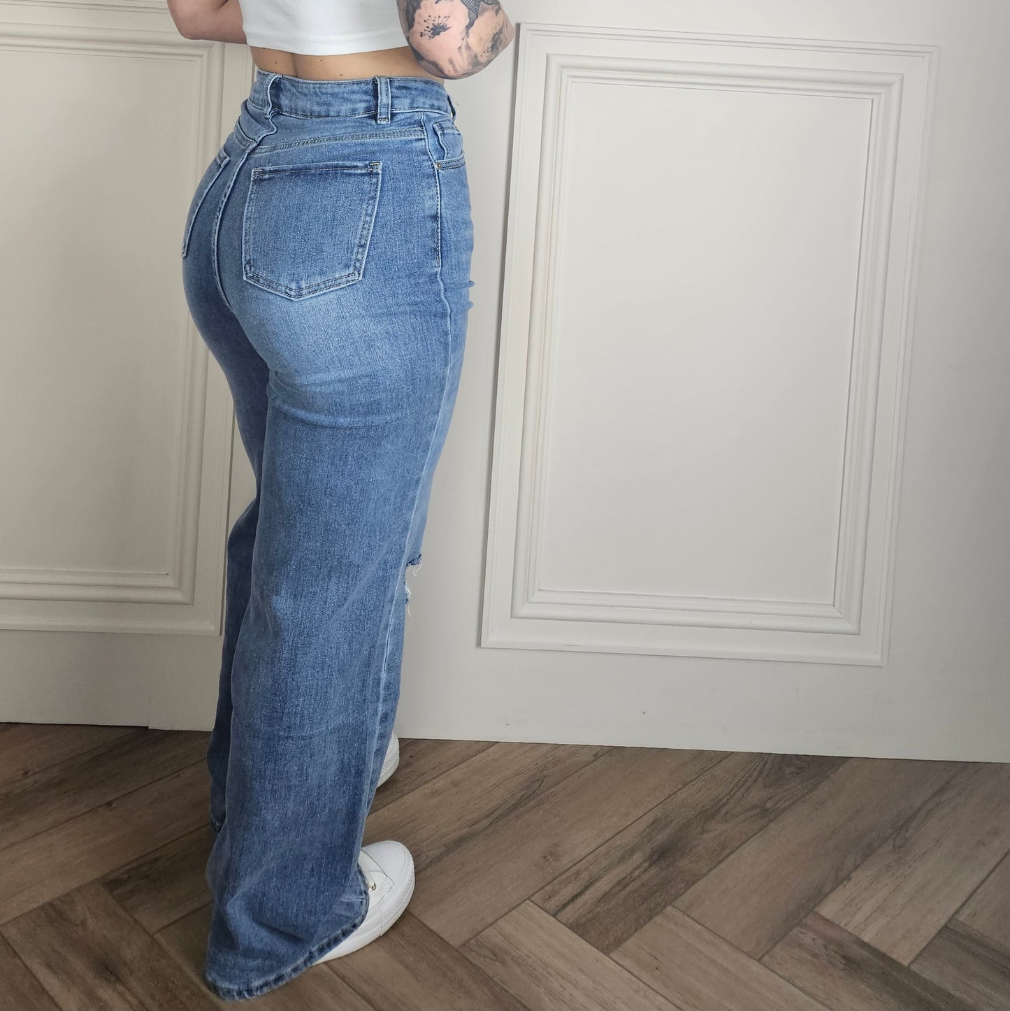 GINA - High Waist Stretch Denim Ripped Style Jeans