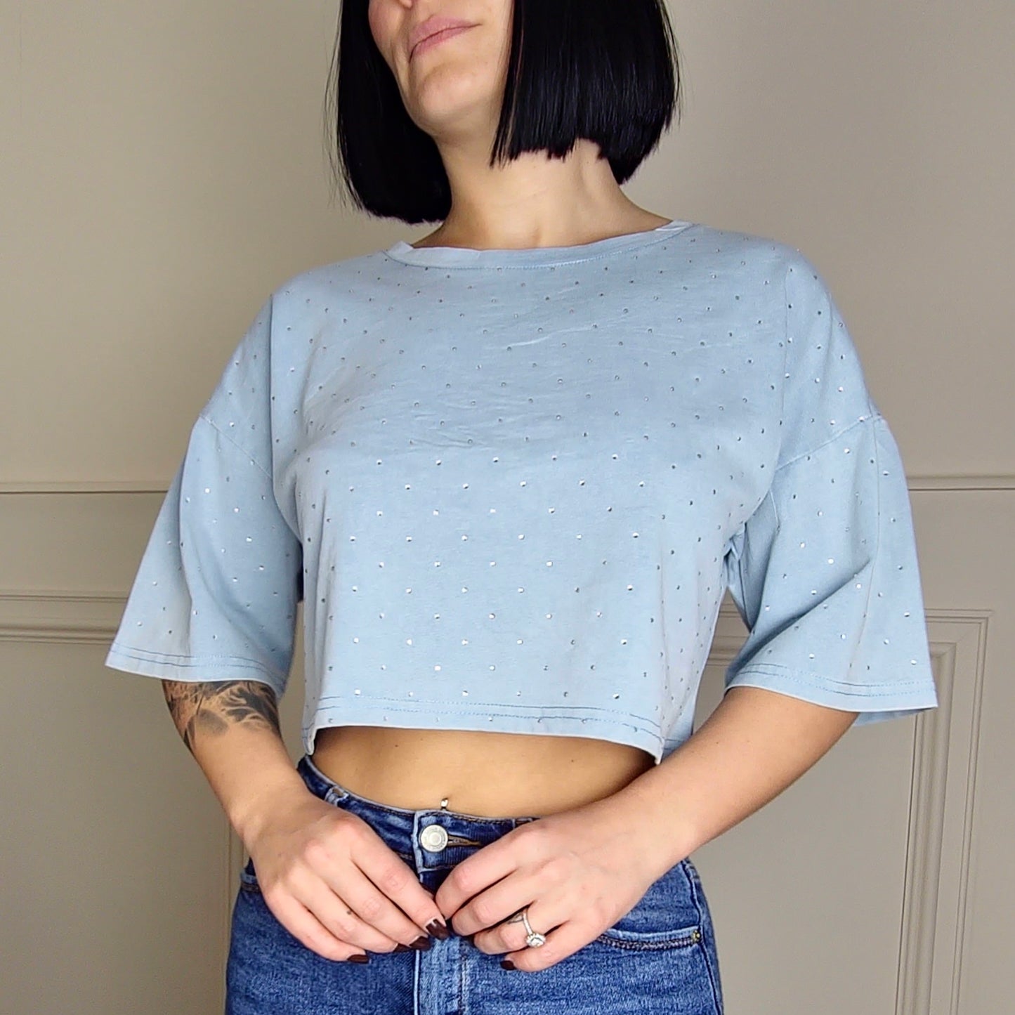 BILLY - Diamanté Studded Crop Top