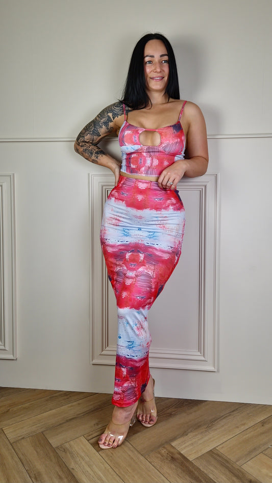 ARIA - Tie-dye Fitted Midi Two Piece
