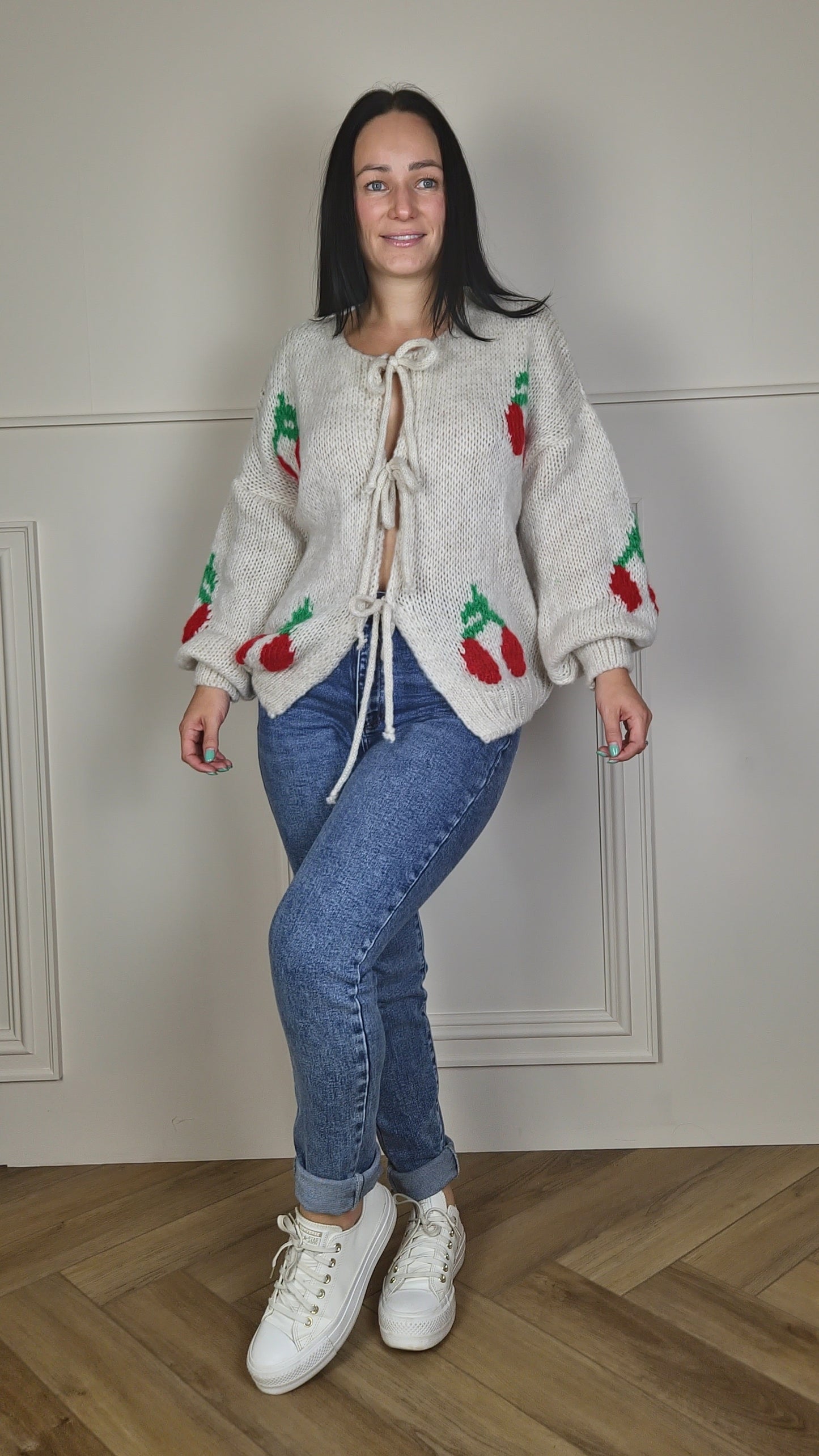 CHERRY - Tie Front Cardigan Cream