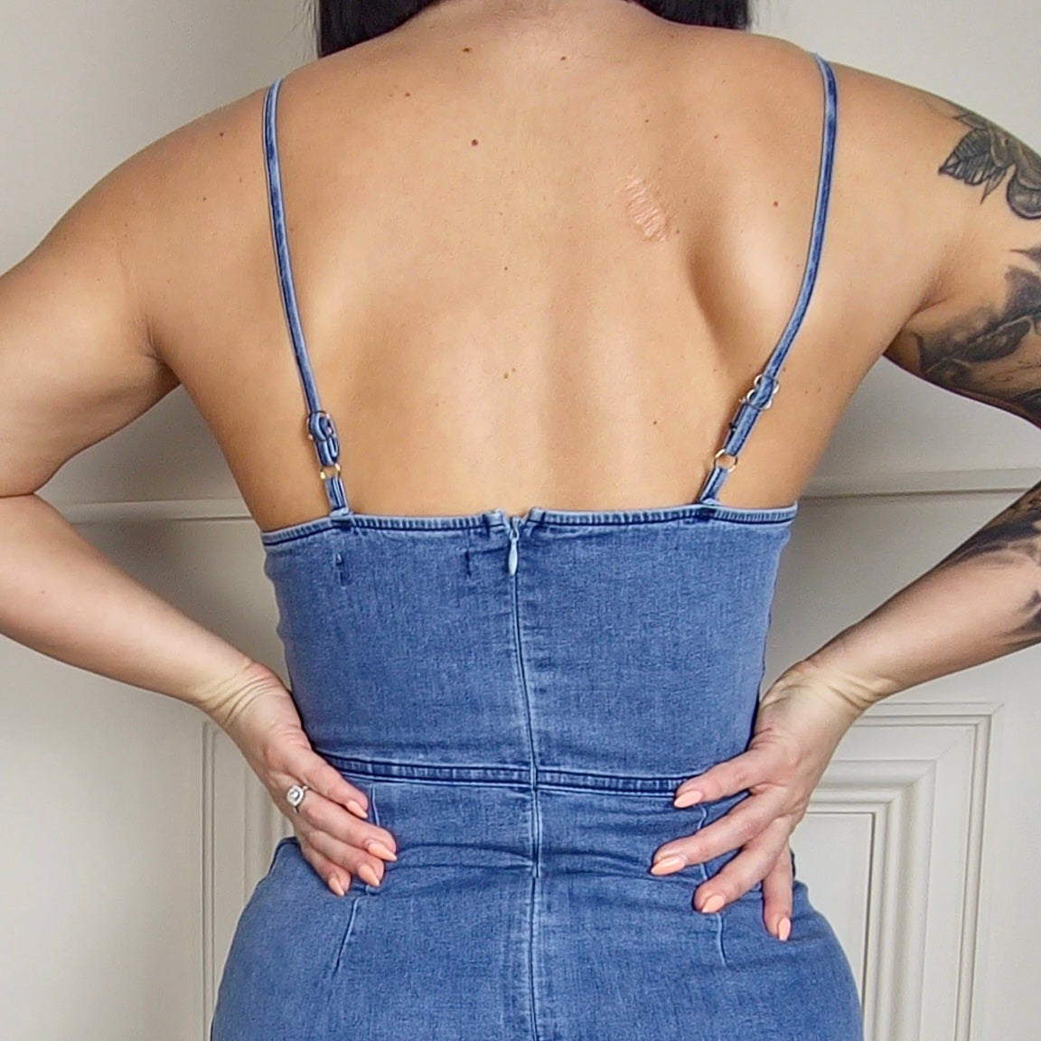 ROSANA - Strappy Denim Mini Dress