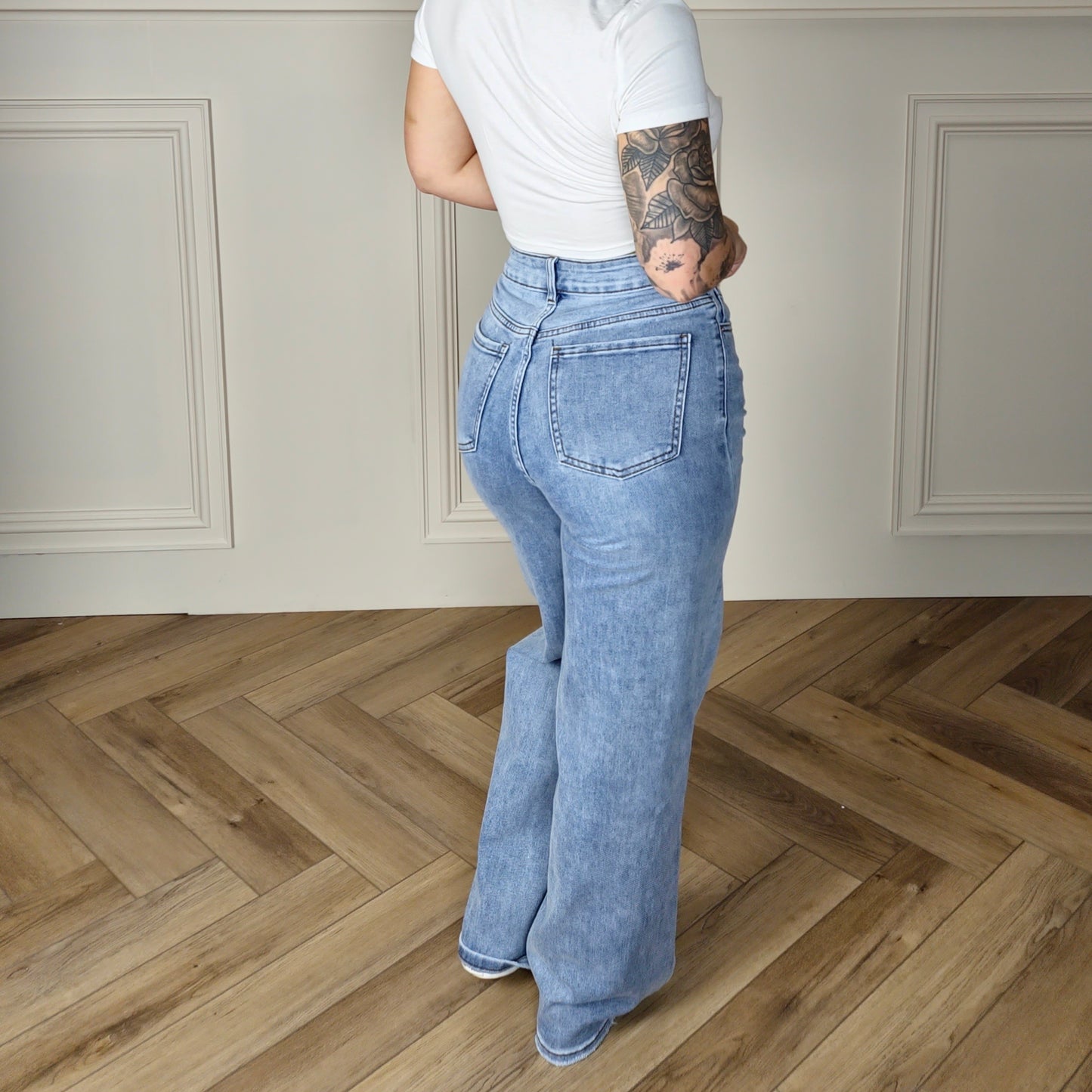 RICHIE - Faded Denim Dad Fit High Waisted Jeans