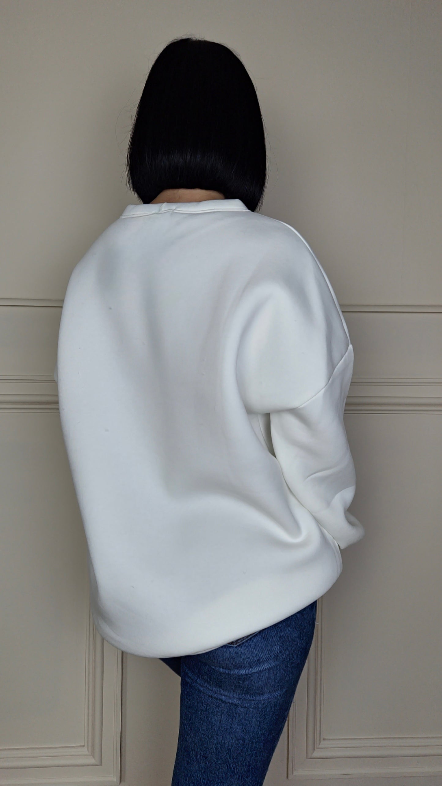 LOVE Graphic Fleece Lined Jumper Ivory